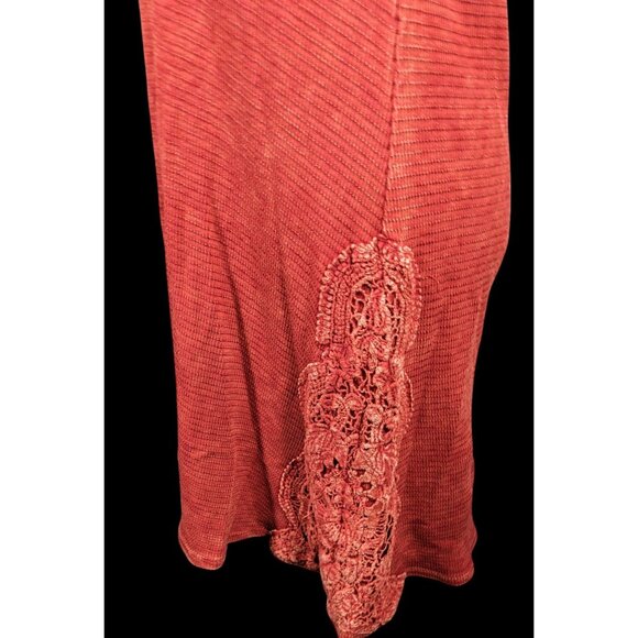 Able Bohemian Textured Knit Thermal Dress With Embroidered Floral Applique Accen - Picture 3 of 7